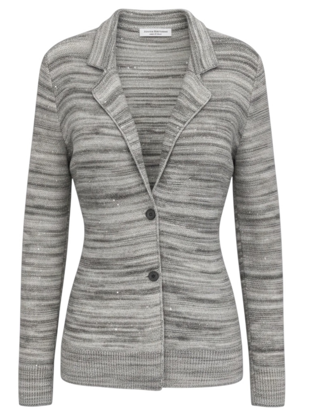AMINA RUBINACCI GREY SEQUINED MARLED WOOL KNIT SWEATER JACKET
